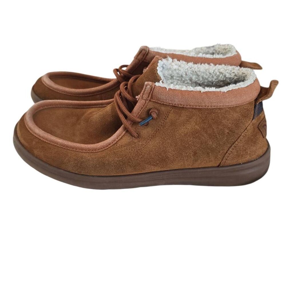 Hey Dude Men's Size 8 Brown Suede Wally Mid Gripr Warmth Winter Dudes Shoes - Picture 2 of 9